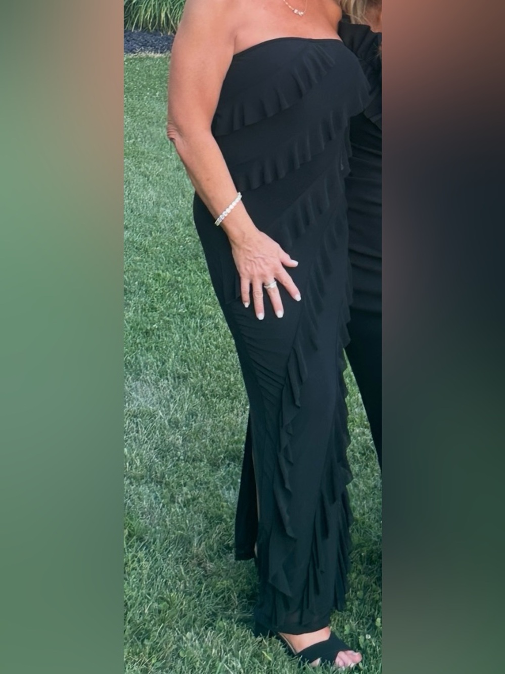 Black Ruffled Midi Dress